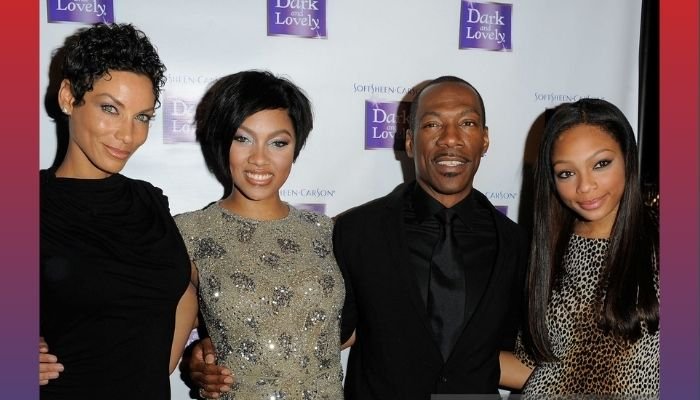 Model Nicole Murphy, Model Bria Murphy, Actor Eddie Murphy and Shayne Murphy attend the event where SoftSheen-Carson Dark