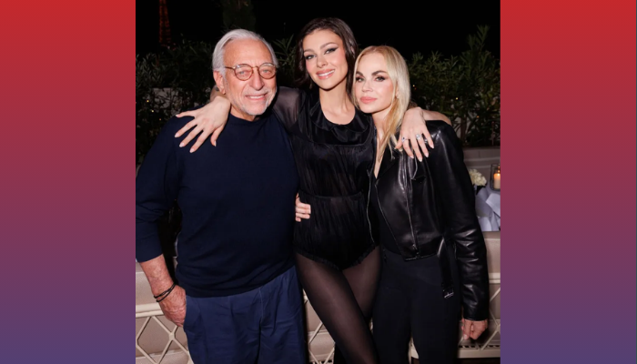 Claudia Heffner Peltz with Nelson Peltz and Nicola Peltz Beckham