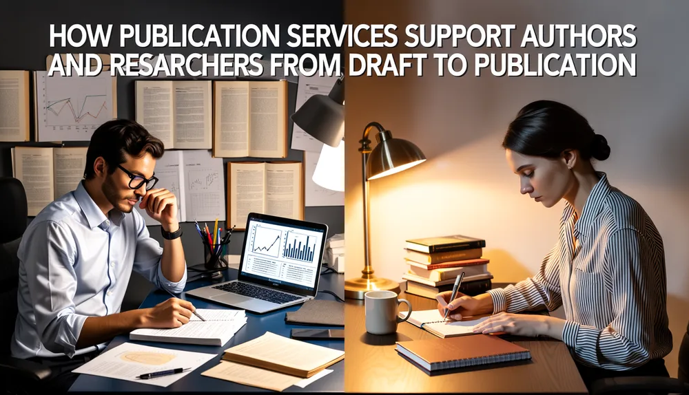 A writer and a researcher working on their tasks in a split screen image.